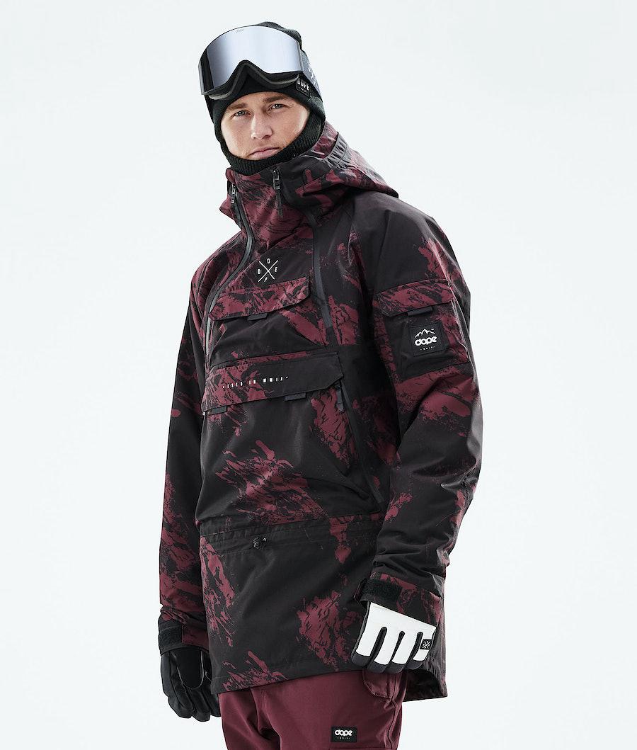 Men's Dope Akin 2021 Snowboard Jacket Paint Burgundy USA | BZMVO-7213