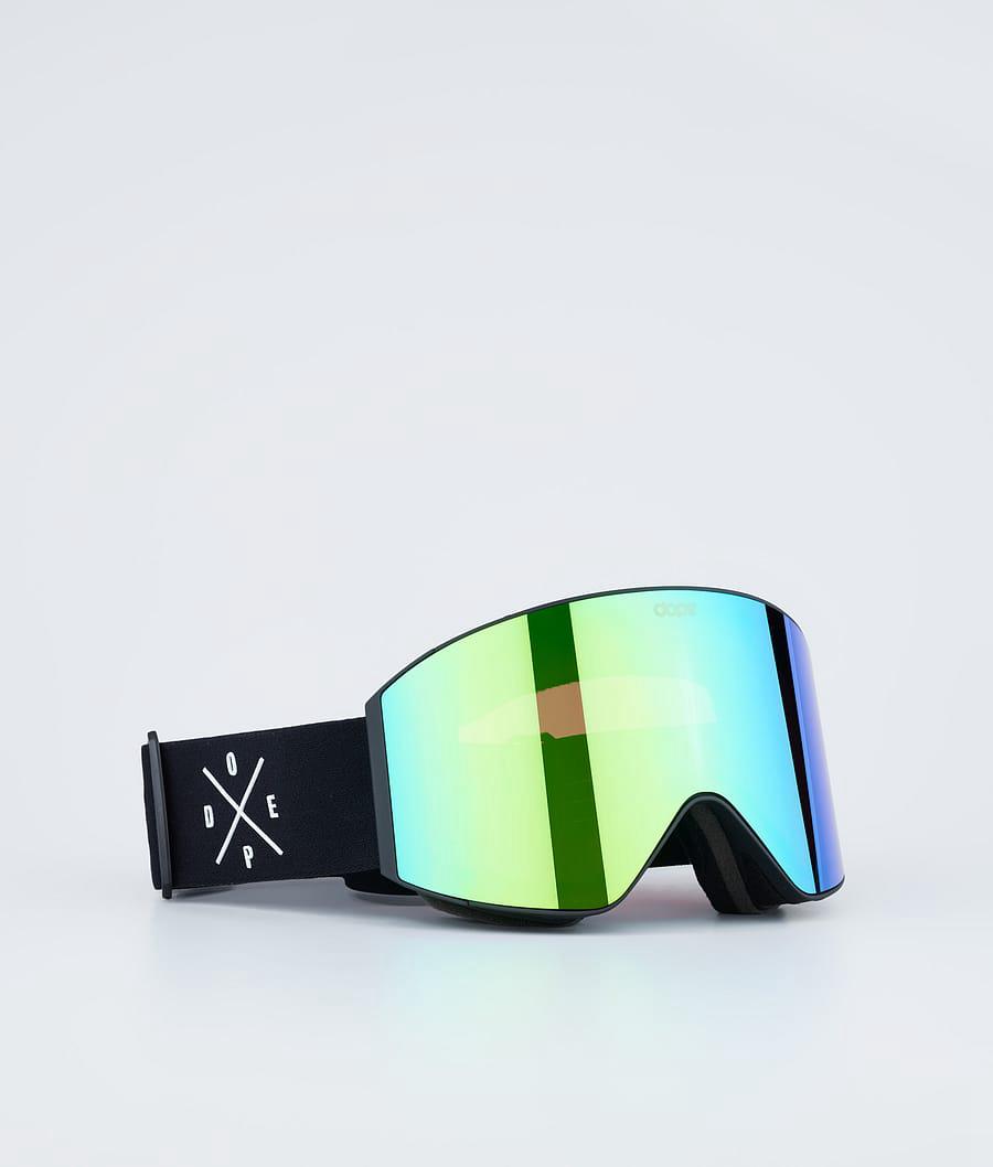 Men's Dope Sight Ski Goggles Black W/Black Green Mirror USA | LWMUV-4739