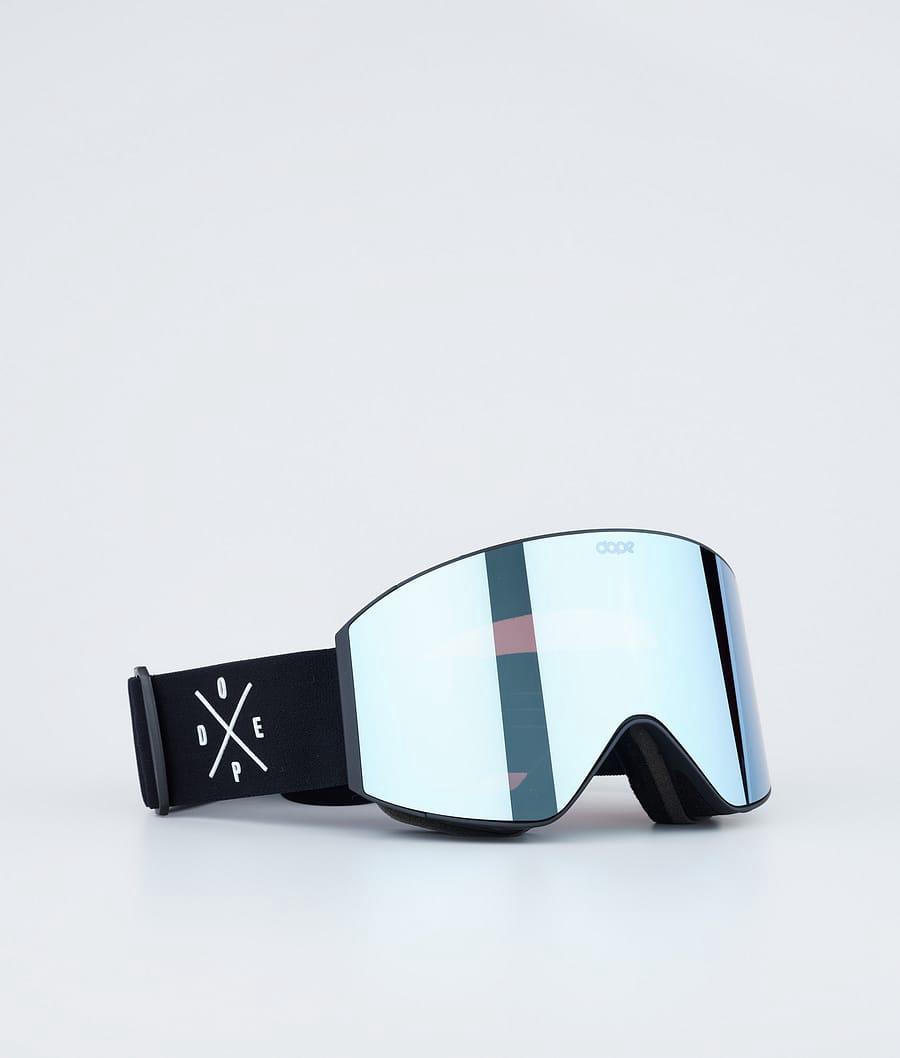 Men's Dope Sight Ski Goggles Black W/Black Blue Mirror USA | PMSGR-2498