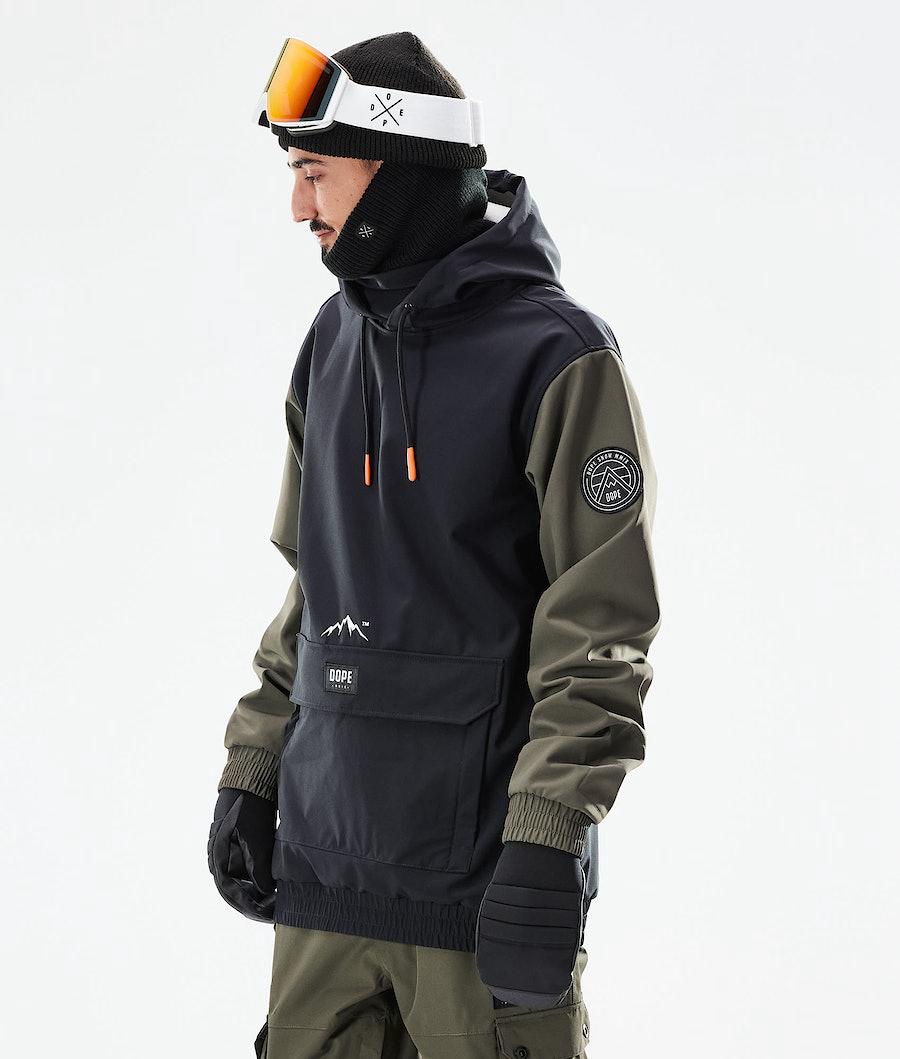 Men's Dope Wylie Patch Ski Jacket Black/Olive Green USA | BRJOG-9082