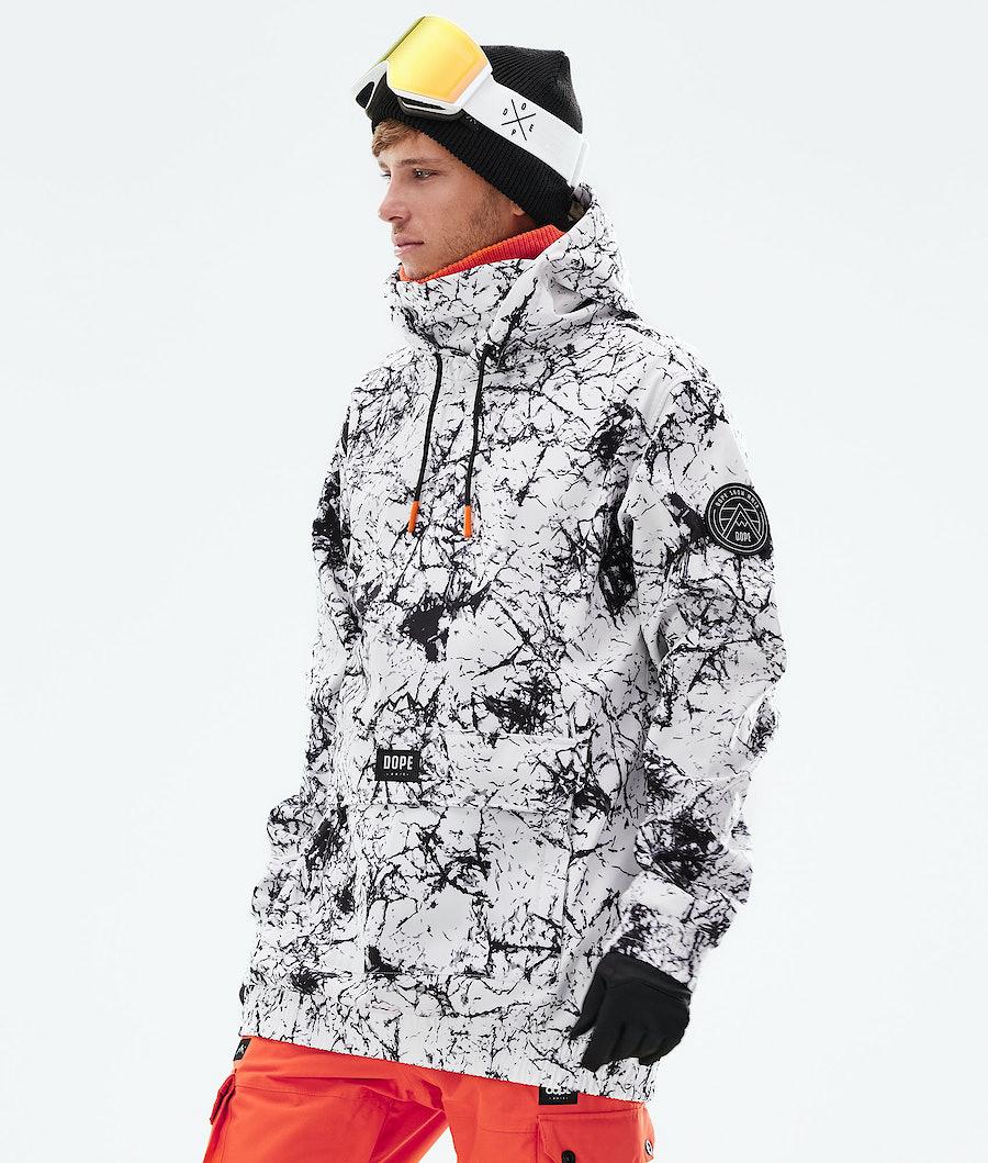 Men's Dope Wylie Snowboard Jacket Patch Rock White/Black USA | NOLWF-2614