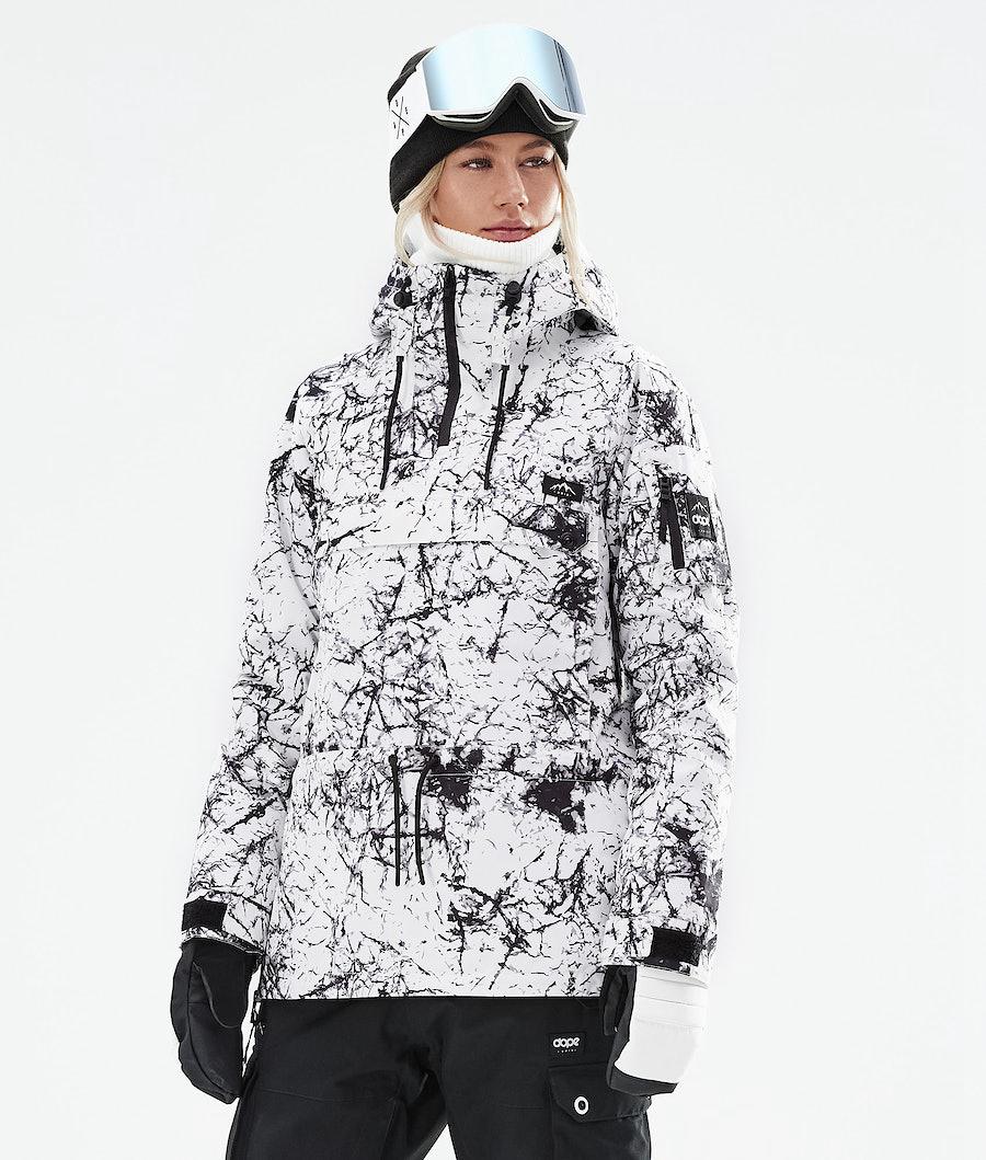 Women's Dope Annok W 2021 Snowboard Jacket Rock White/Black USA | DIUGQ-9130