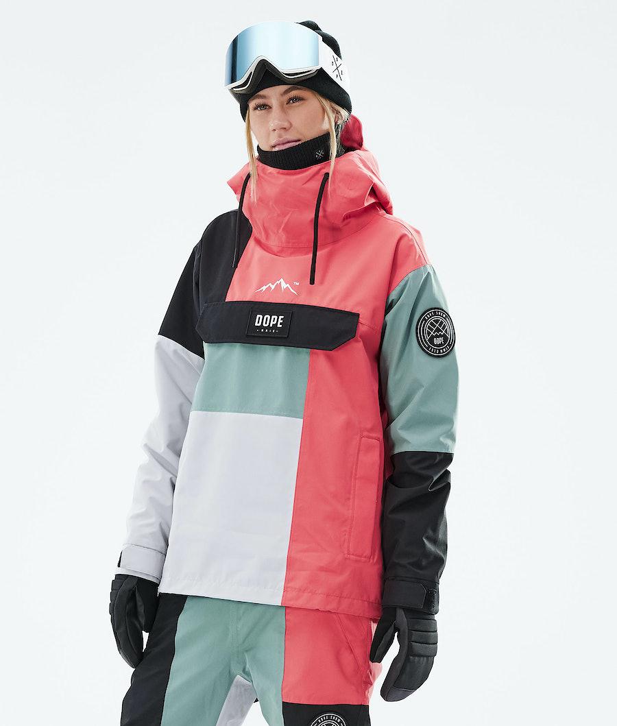 Women's Dope Blizzard LE W Limited Edition Patchwork Ski Jacket Coral USA | HAJYI-1683