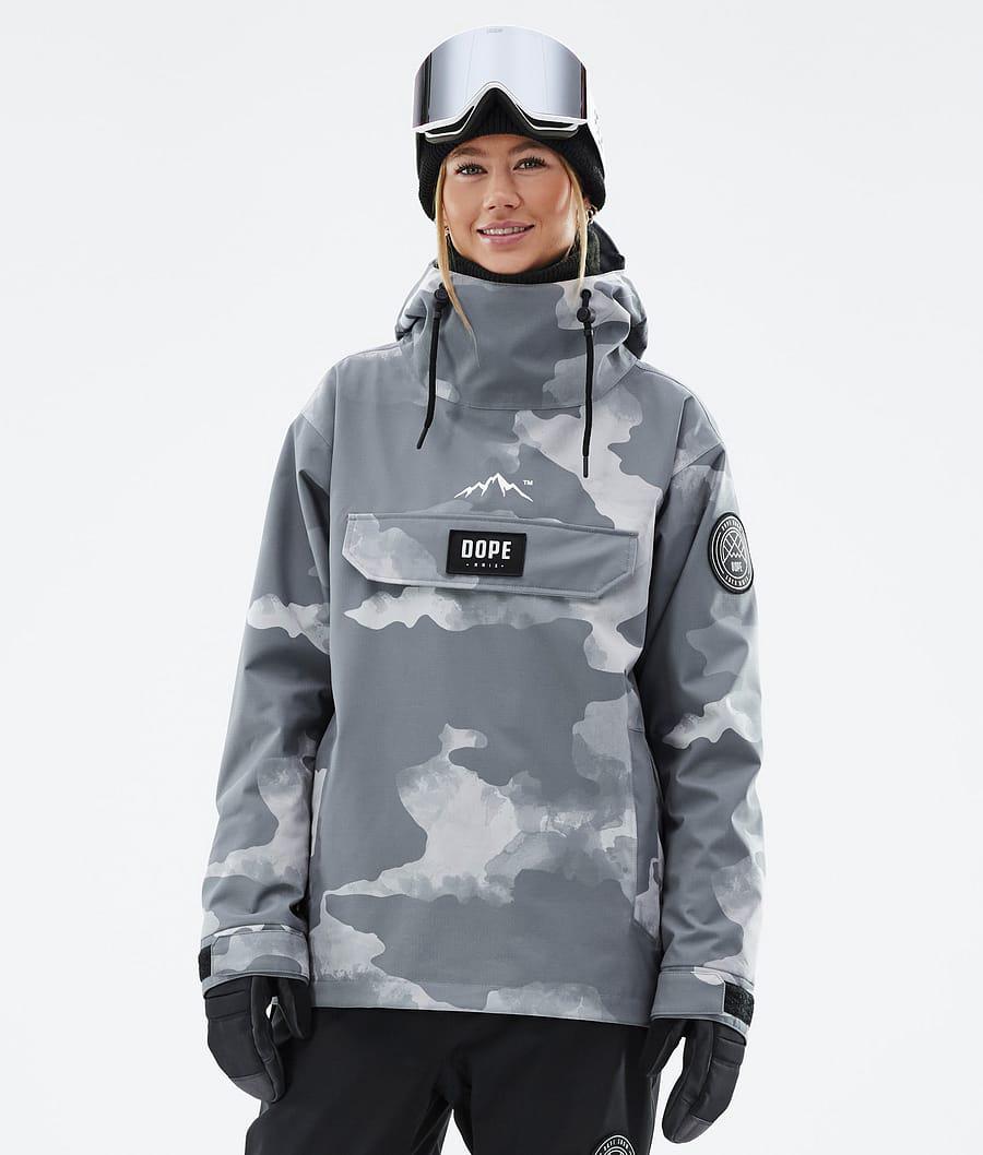 Women's Dope Blizzard W Snowboard Jacket Stone Camo Grey USA | VIWPO-8659