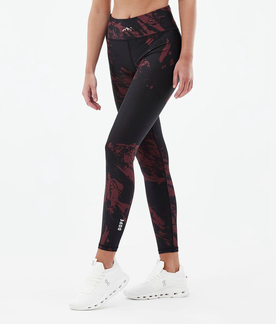 Women's Dope Lofty Leggings Paint Burgundy USA | OQWPV-9418