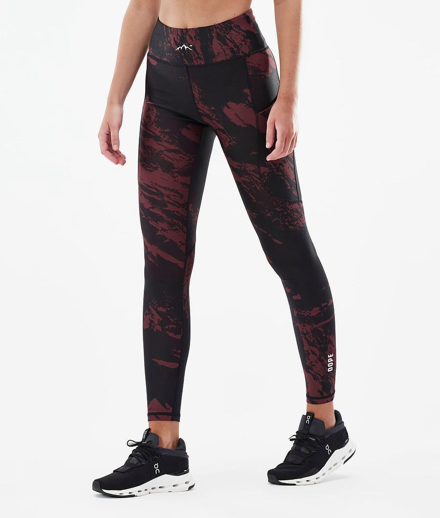 Women's Dope Lofty Tech Leggings Paint Burgundy USA | EIKAM-8371