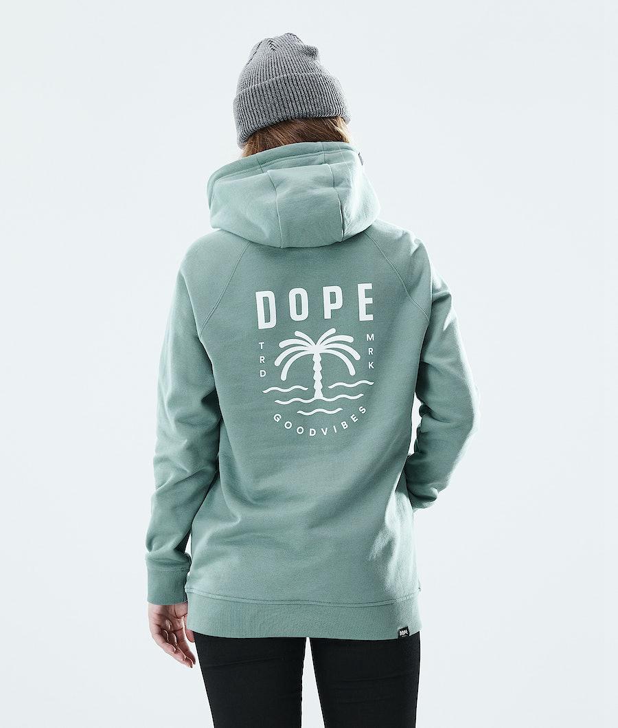 Women's Dope Regular Hoodie Palm Faded Green USA | ENQHY-4938