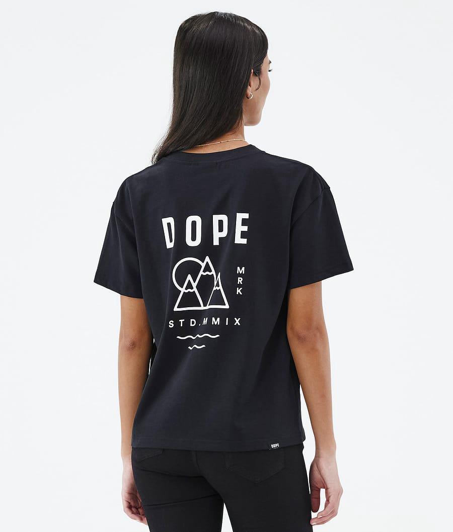 Women's Dope Standard W Summit T-shirt Black USA | REKUS-7869