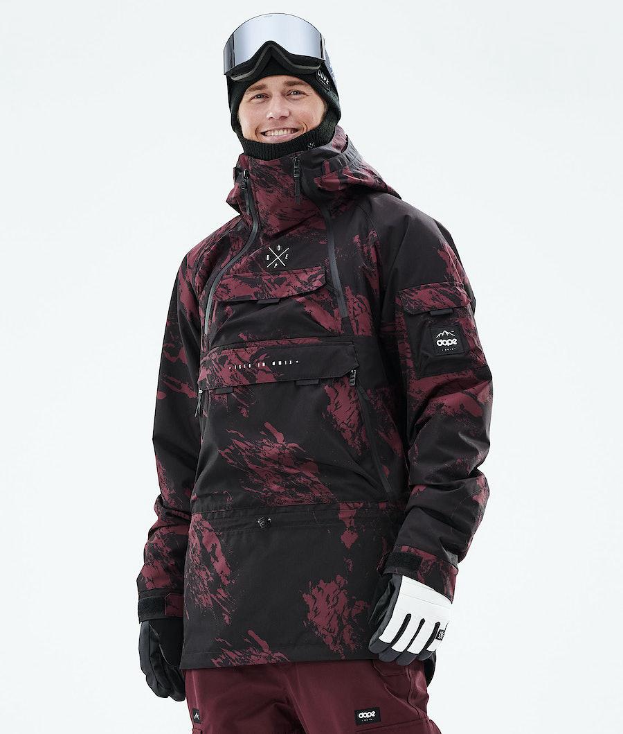 Men\'s Dope Akin 2021 Ski Jacket Paint Burgundy  USA |  INWHR-2430