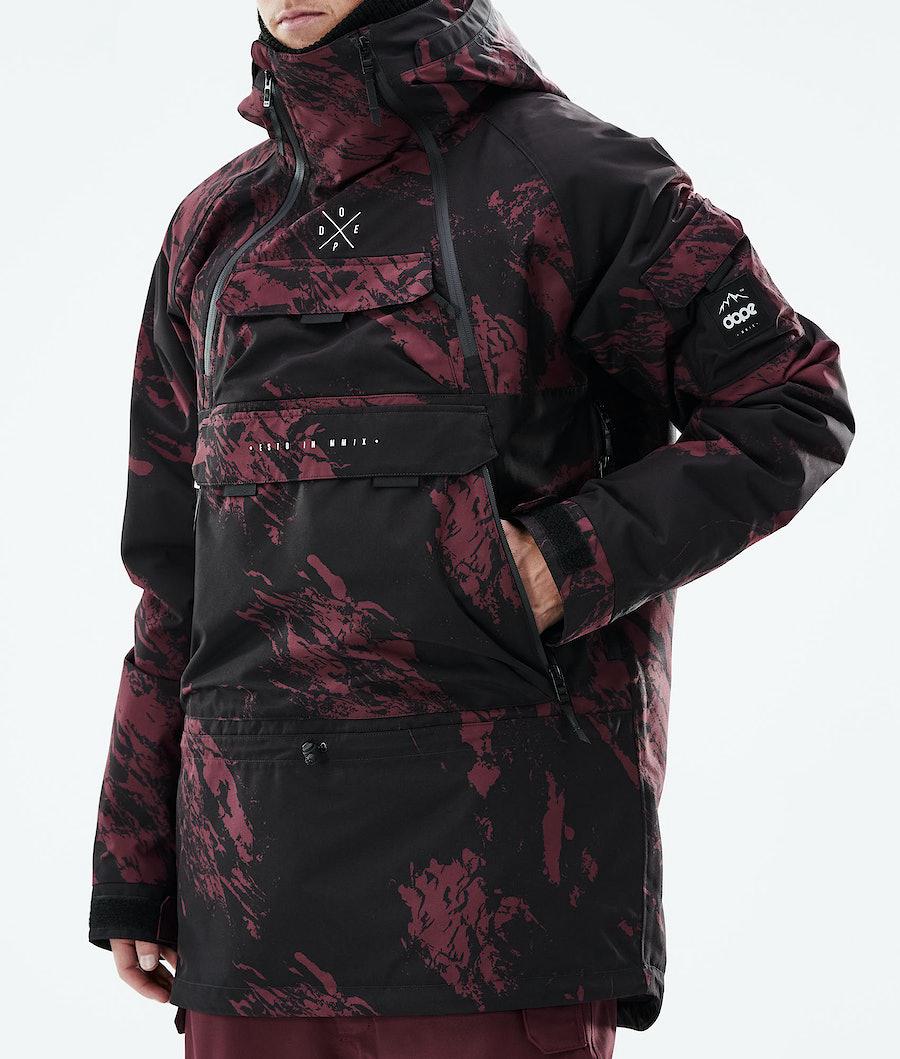 Men's Dope Akin 2021 Snowboard Jacket Paint Burgundy  USA |  BZMVO-7213