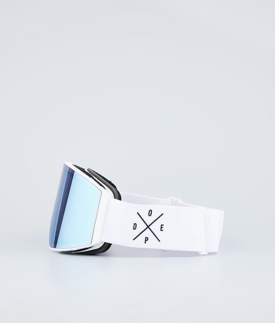 Men's Dope Sight Ski Goggles White W/White Blue Mirror  USA |  BPKFG-7531