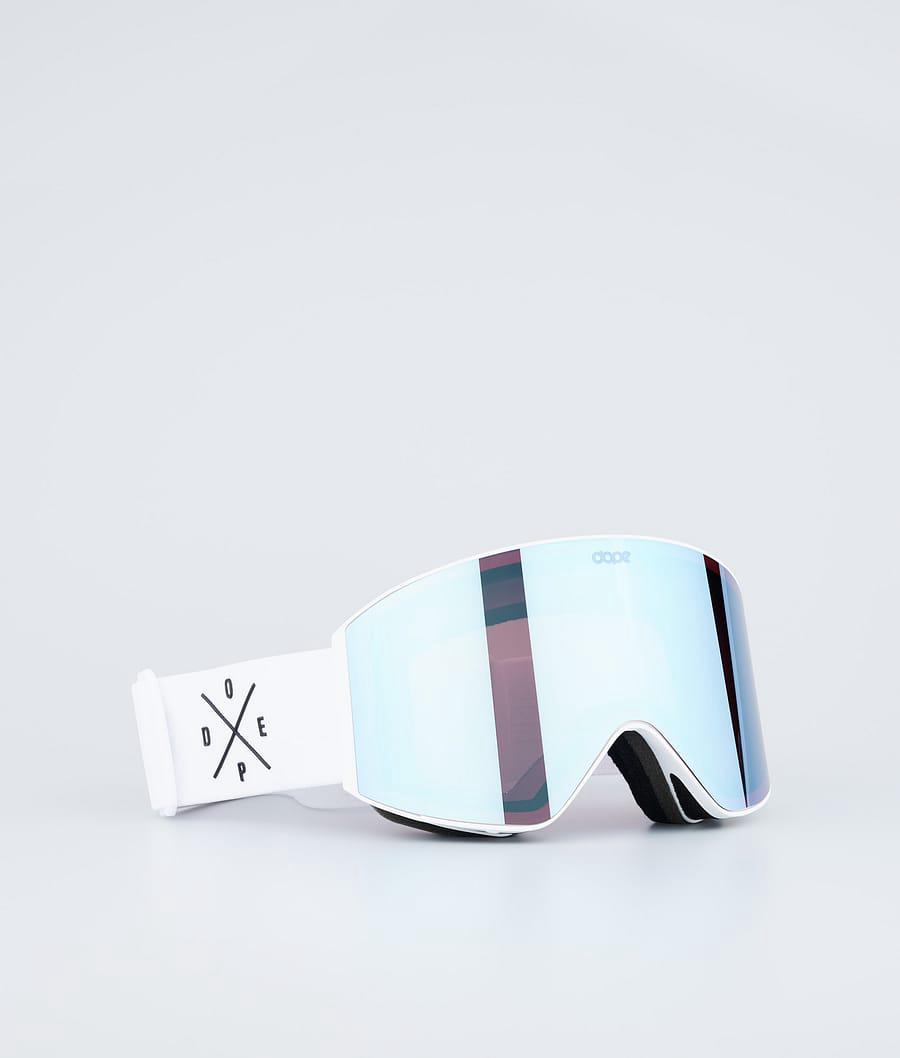 Men\'s Dope Sight Ski Goggles White W/White Blue Mirror  USA |  BPKFG-7531