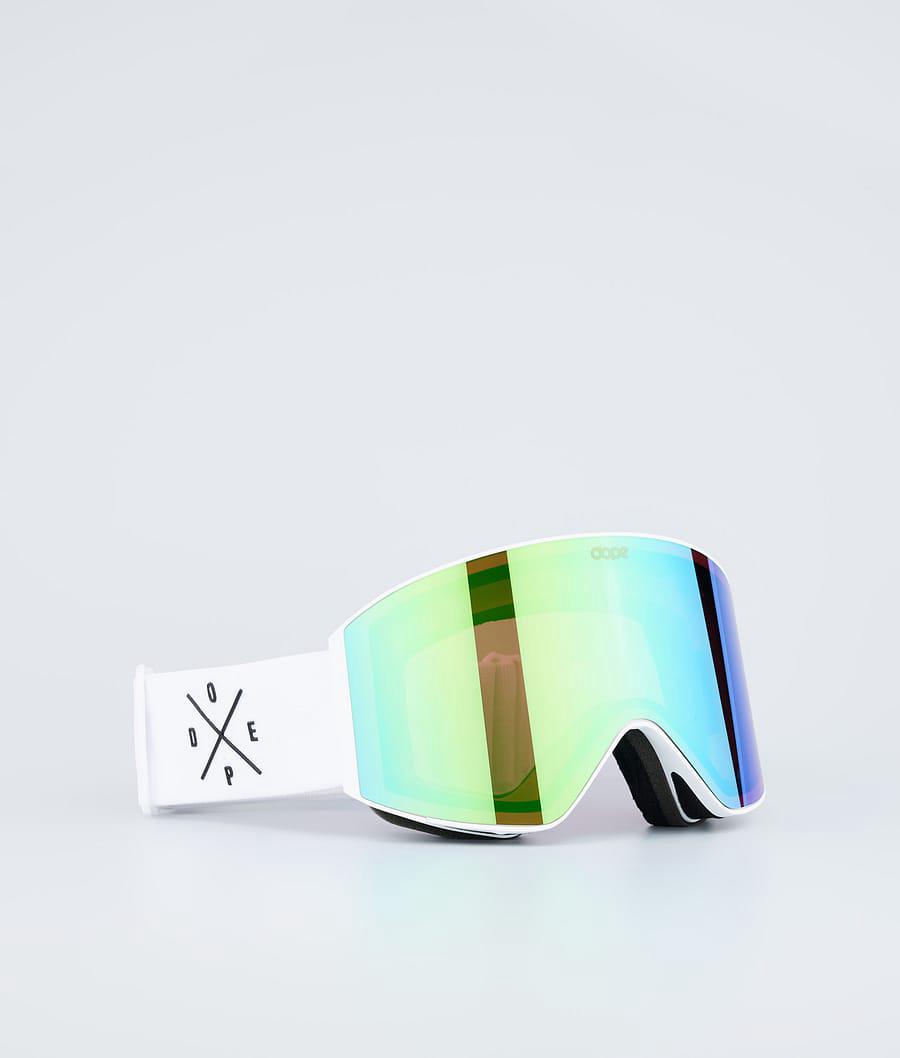 Men\'s Dope Sight Ski Goggles White W/White Green Mirror  USA |  RPIHG-6450