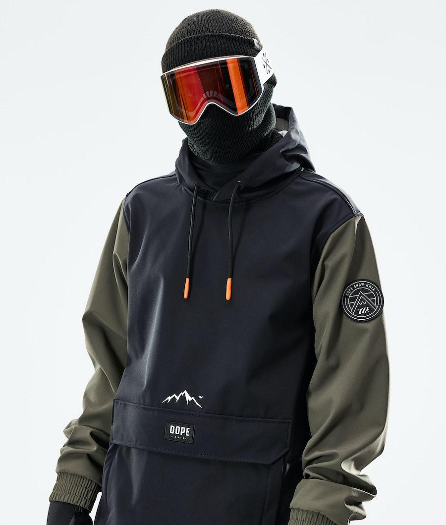 Men's Dope Wylie Patch Ski Jacket Black/Olive Green  USA |  BRJOG-9082