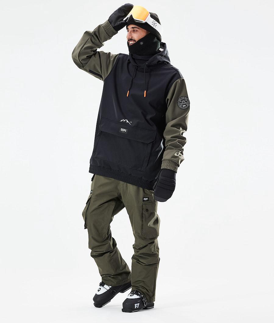 Men's Dope Wylie Patch Ski Jacket Black/Olive Green  USA |  BRJOG-9082