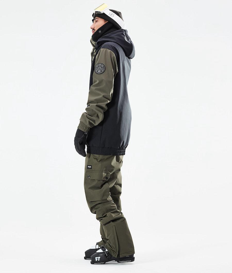 Men's Dope Wylie Patch Ski Jacket Black/Olive Green  USA |  BRJOG-9082