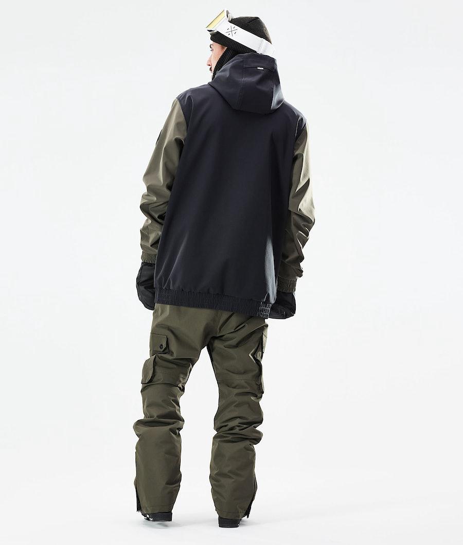 Men's Dope Wylie Patch Ski Jacket Black/Olive Green  USA |  BRJOG-9082