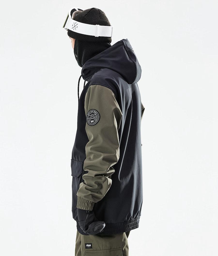 Men's Dope Wylie Patch Ski Jacket Black/Olive Green  USA |  BRJOG-9082