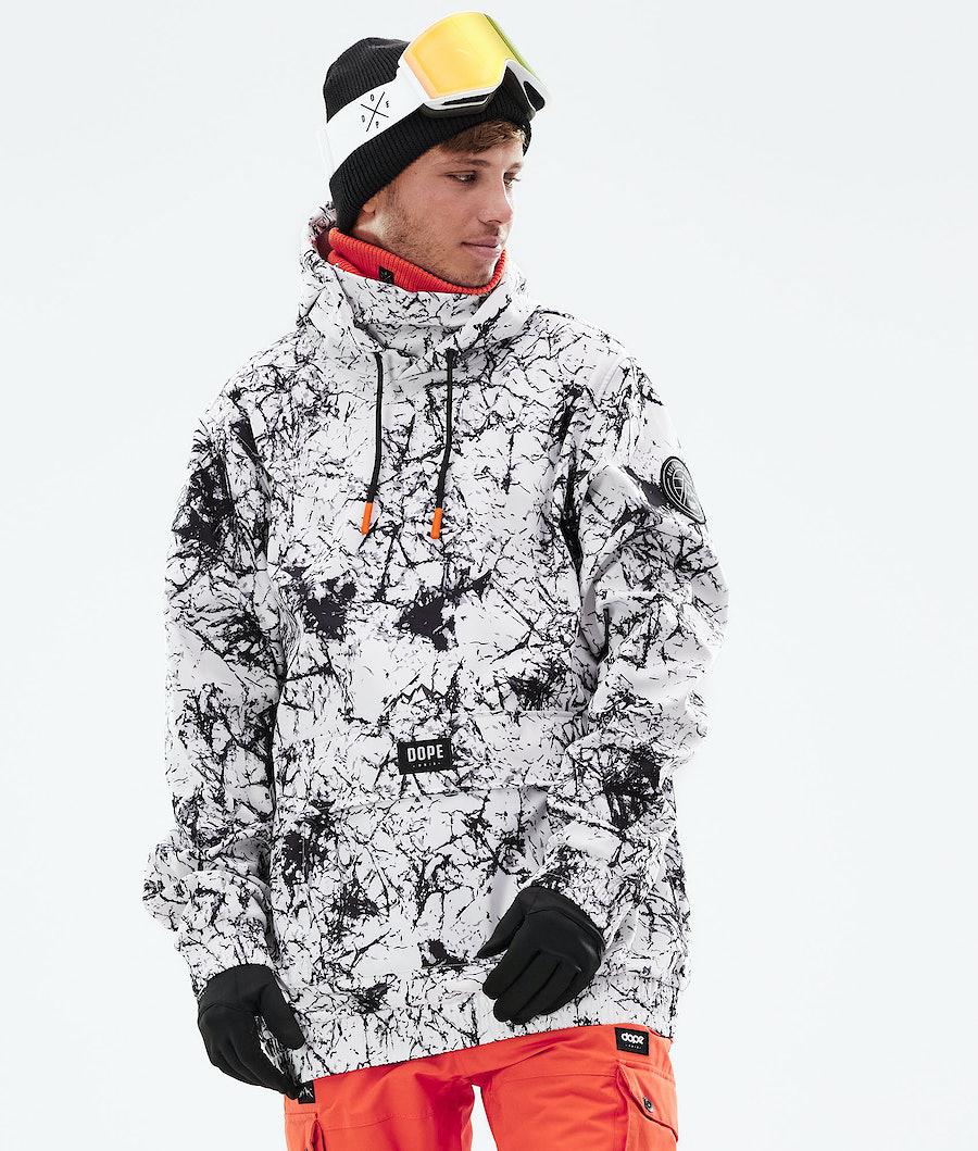 Men\'s Dope Wylie Patch Ski Jacket Rock White/Black  USA |  LIYCQ-6412