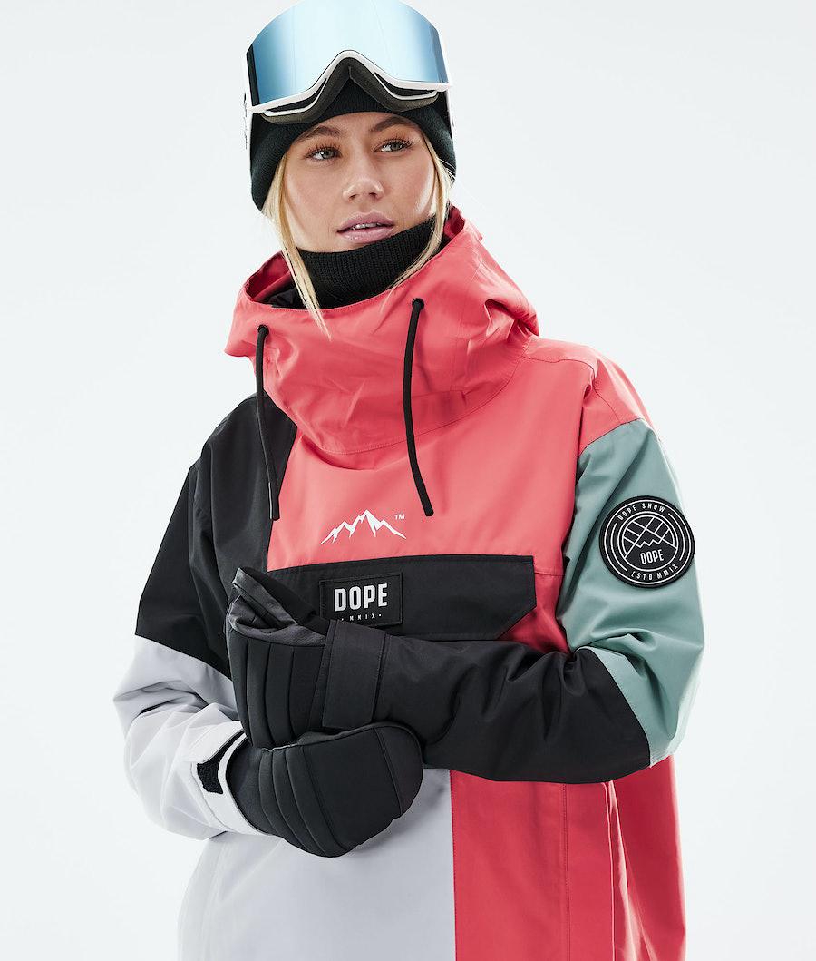 Women's Dope Blizzard LE W Limited Edition Patchwork Snowboard Jacket Coral  USA |  IJNET-7813