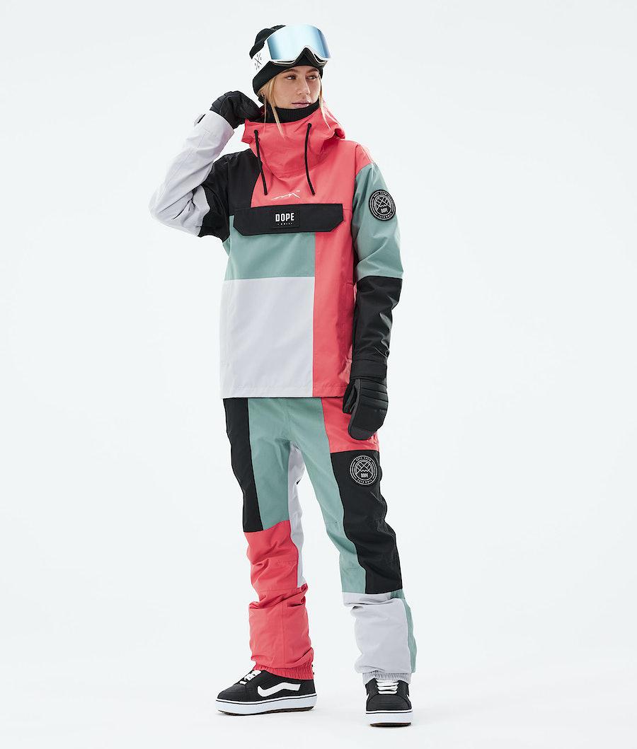 Women's Dope Blizzard LE W Limited Edition Patchwork Snowboard Jacket Coral  USA |  IJNET-7813