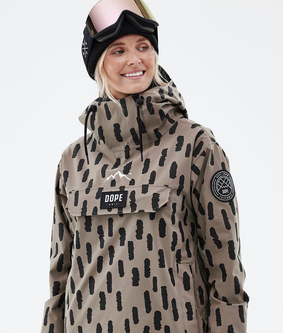 Women's Dope Blizzard W Snowboard Jacket Stripes Walnut Grey  USA |  UQMJF-7952