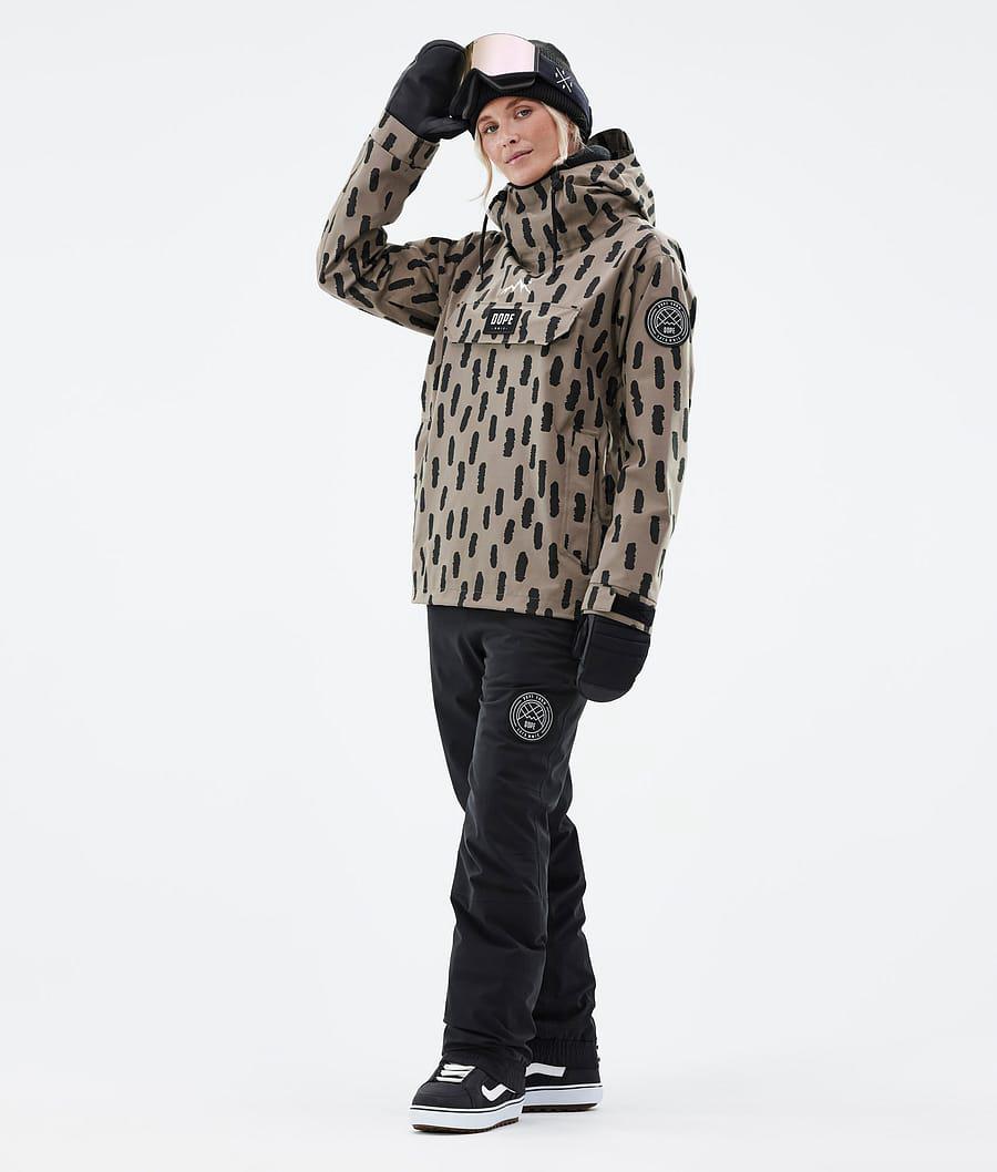 Women's Dope Blizzard W Snowboard Jacket Stripes Walnut Grey  USA |  UQMJF-7952