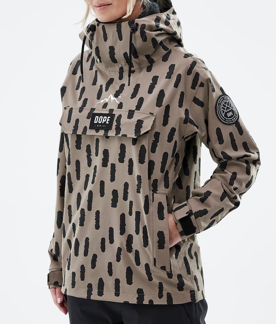 Women's Dope Blizzard W Snowboard Jacket Stripes Walnut Grey  USA |  UQMJF-7952