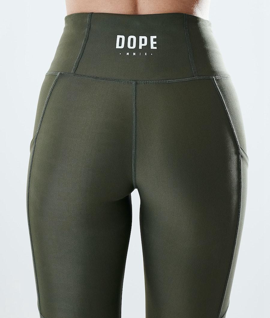 Women's Dope Lofty Tech Leggings Olive Green  USA |  AFWEC-6389