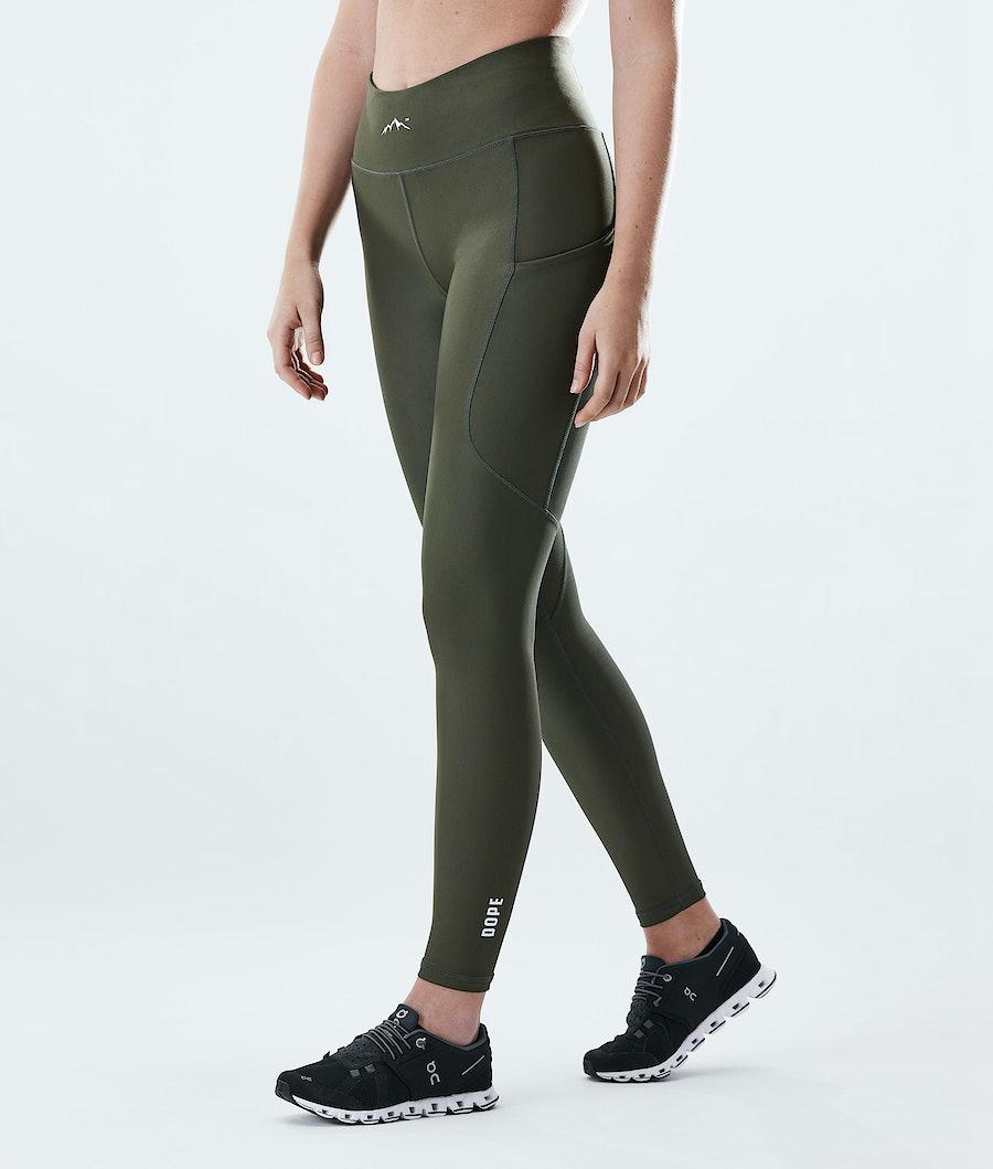 Women's Dope Lofty Tech Leggings Olive Green  USA |  AFWEC-6389