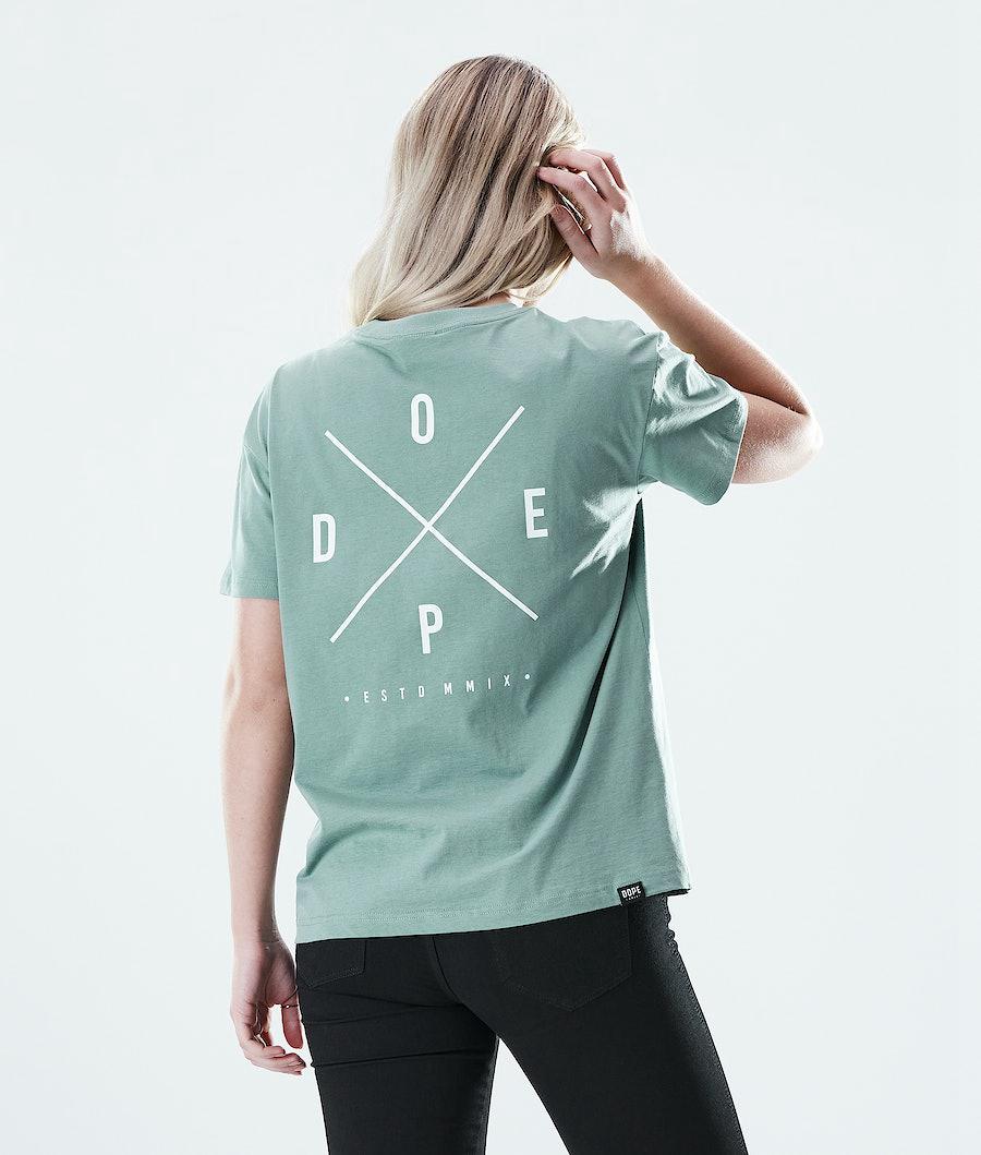 Women's Dope Regular 2X-Up T-shirt Faded Green  USA |  KANMR-8513