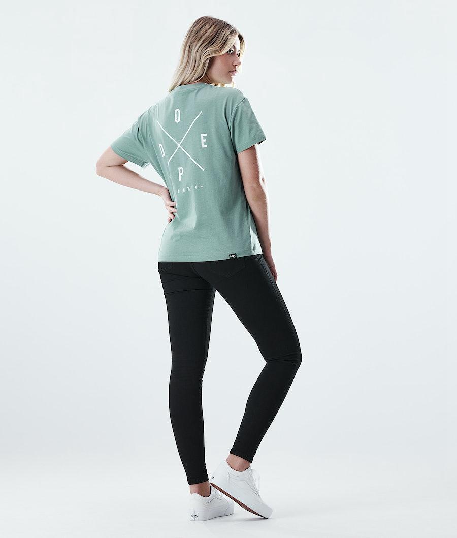 Women's Dope Regular 2X-Up T-shirt Faded Green  USA |  KANMR-8513