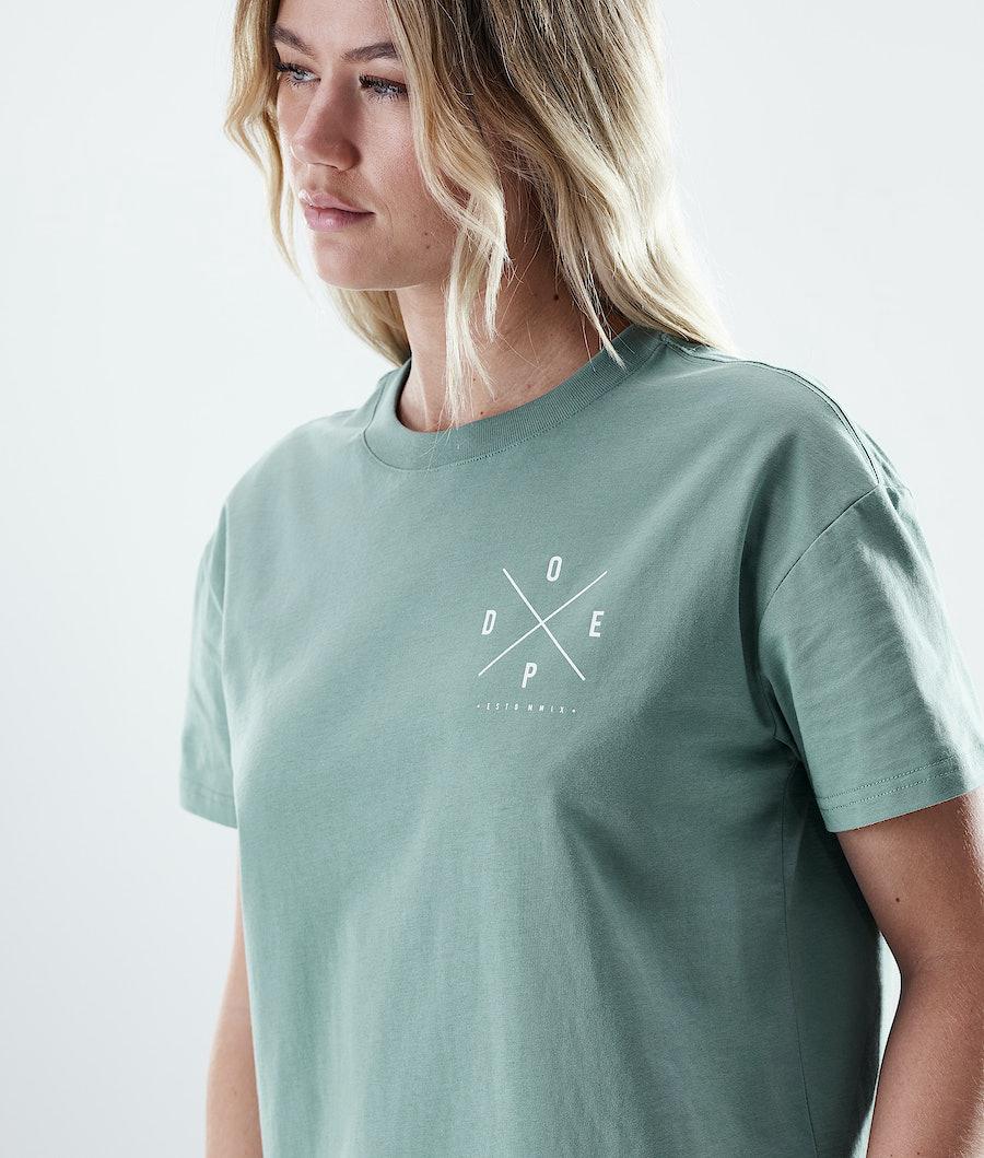 Women's Dope Regular 2X-Up T-shirt Faded Green  USA |  KANMR-8513