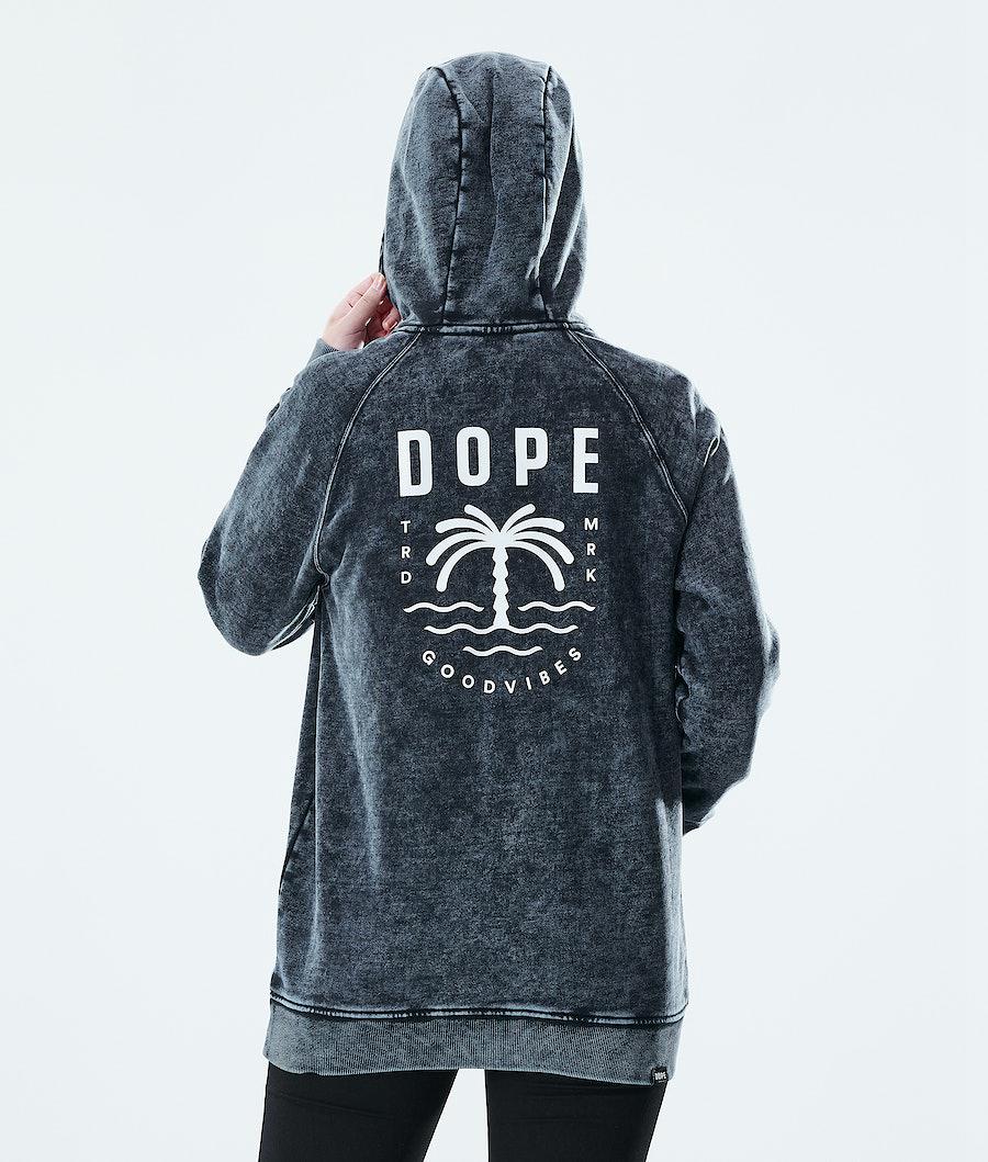 Women's Dope Regular Hoodie Palm Bleached Black  USA |  UDZAF-2814