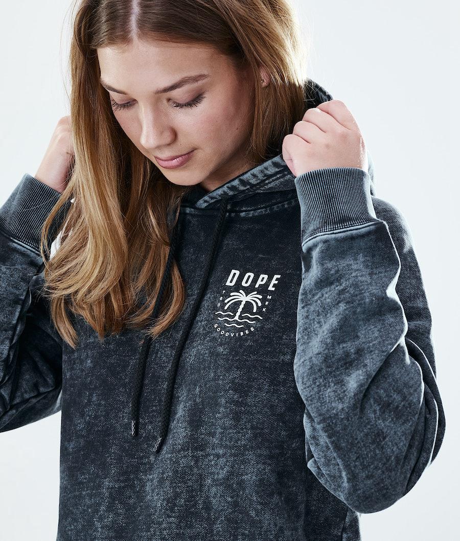 Women's Dope Regular Hoodie Palm Bleached Black  USA |  UDZAF-2814