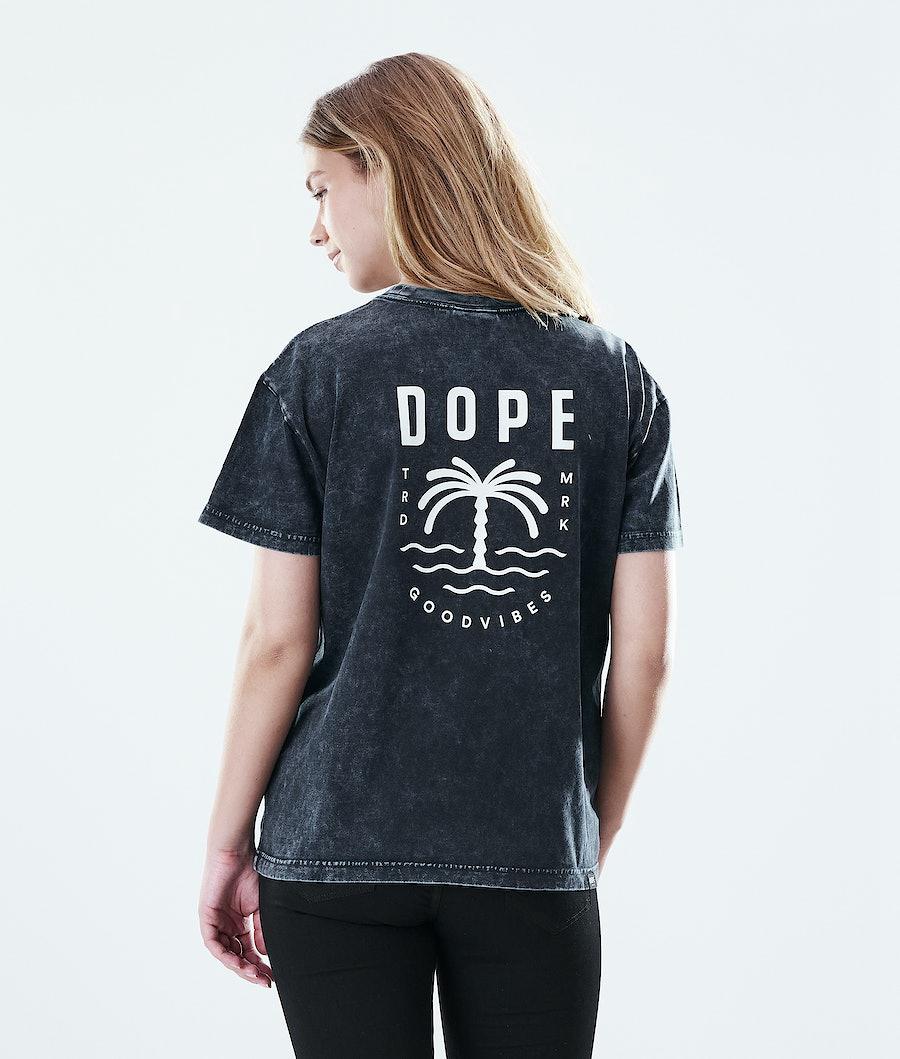 Women's Dope Regular T-shirt Palm Bleached Black  USA |  KAJOI-5067