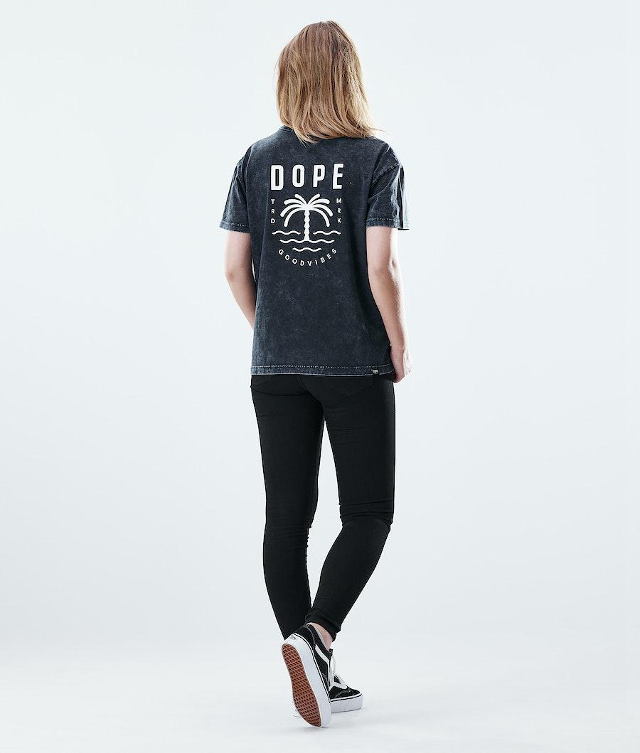 Women's Dope Regular T-shirt Palm Bleached Black  USA |  KAJOI-5067