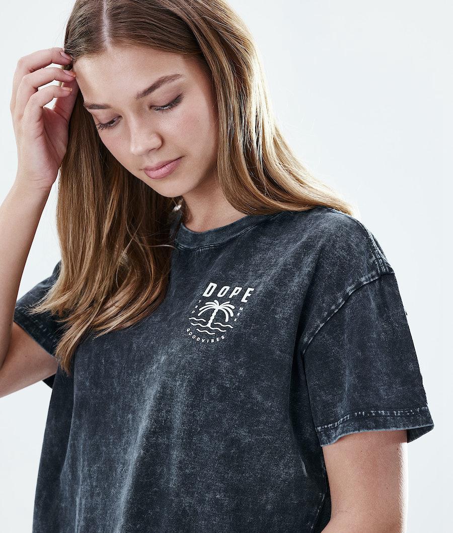 Women's Dope Regular T-shirt Palm Bleached Black  USA |  KAJOI-5067