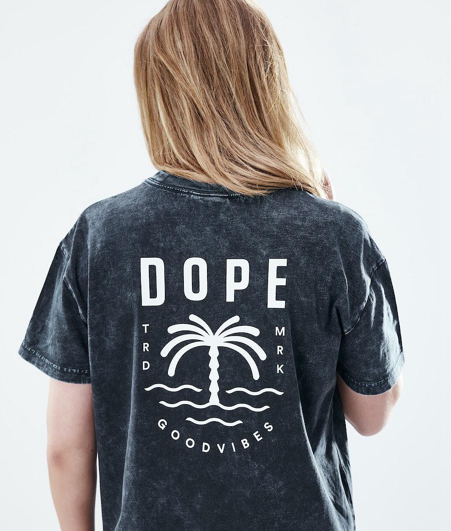 Women's Dope Regular T-shirt Palm Bleached Black  USA |  KAJOI-5067