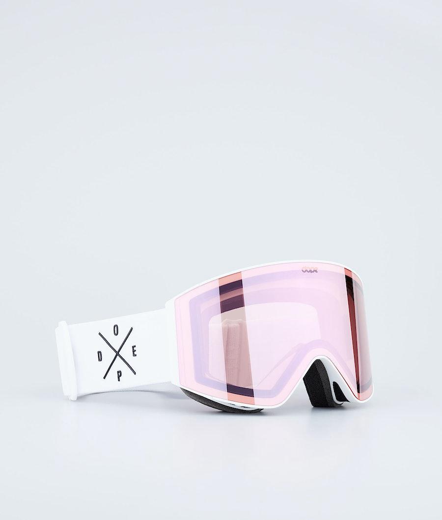 Women\'s Dope Sight 2021 Ski Goggles White/Pink Mirror  USA |  AUWLS-5083